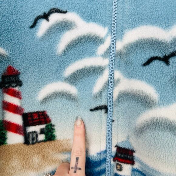 Blair Blue Ocean Print Fleece Full Zip Sweater Adults Size M - Picture 5 of 9